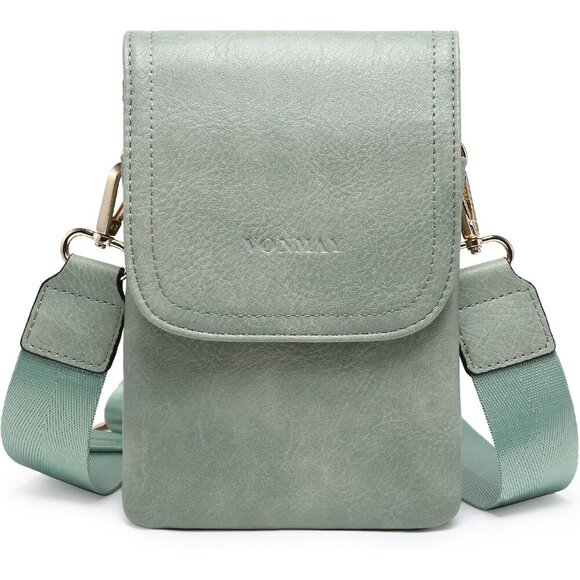 Vegan Leather Small Crossbody Bag for Women 3 Compartments Phone Wallet Travel